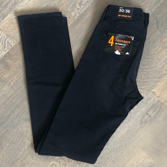 NWT American Eagle 360 Extreme Flex Black Distressed Slim Jeans Size 30x36 - Picture 1 of 13